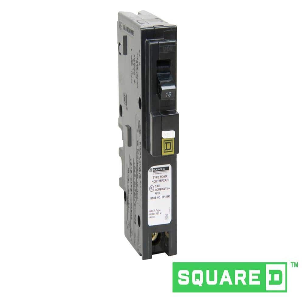Square D Homeline 15 Amp Single-Pole Plug-On Neutral Combination Arc Fault Circuit Breaker(HOM115PCAFIC)