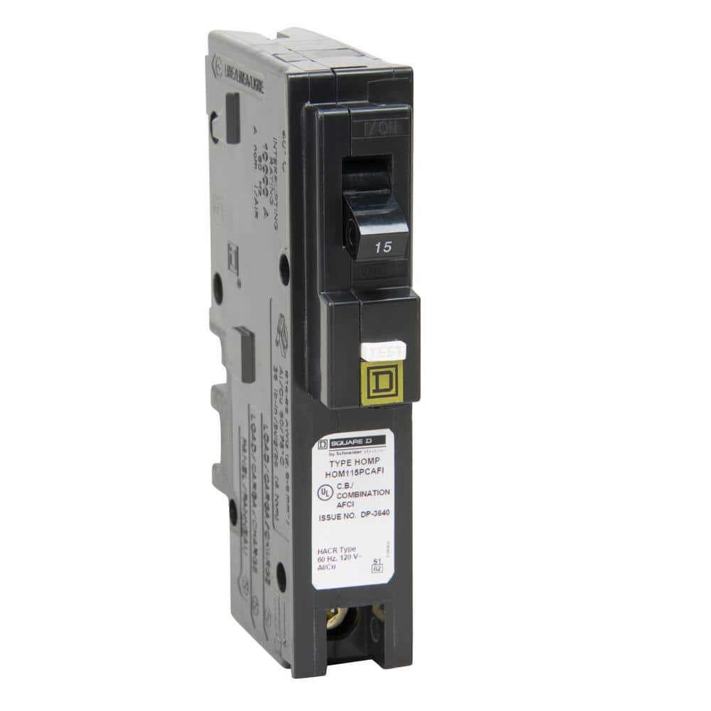 Square D Homeline 15 Amp Single-Pole Plug-On Neutral Combination Arc Fault Circuit Breaker(HOM115PCAFIC)