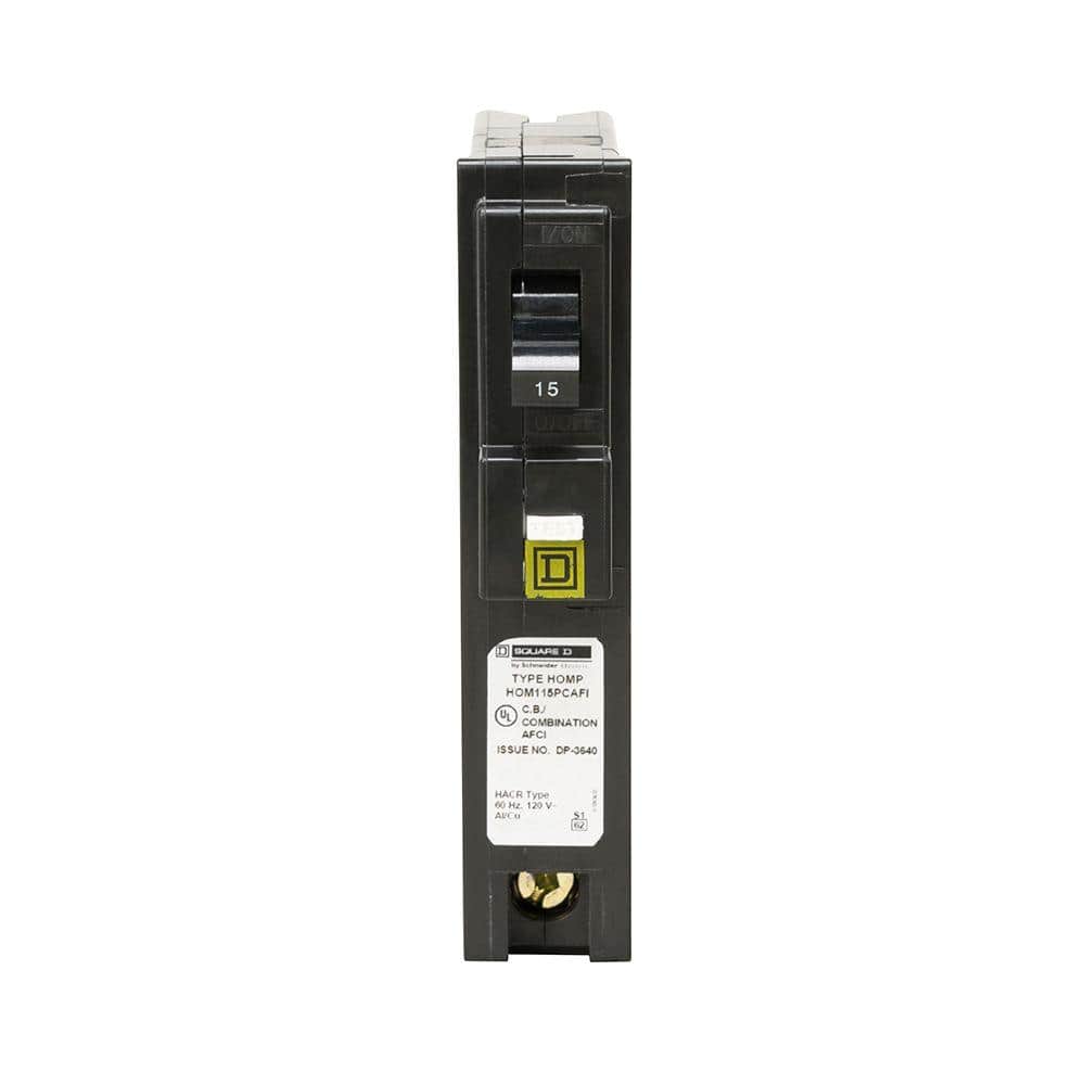 Square D Homeline 15 Amp Single-Pole Plug-On Neutral Combination Arc Fault Circuit Breaker(HOM115PCAFIC)
