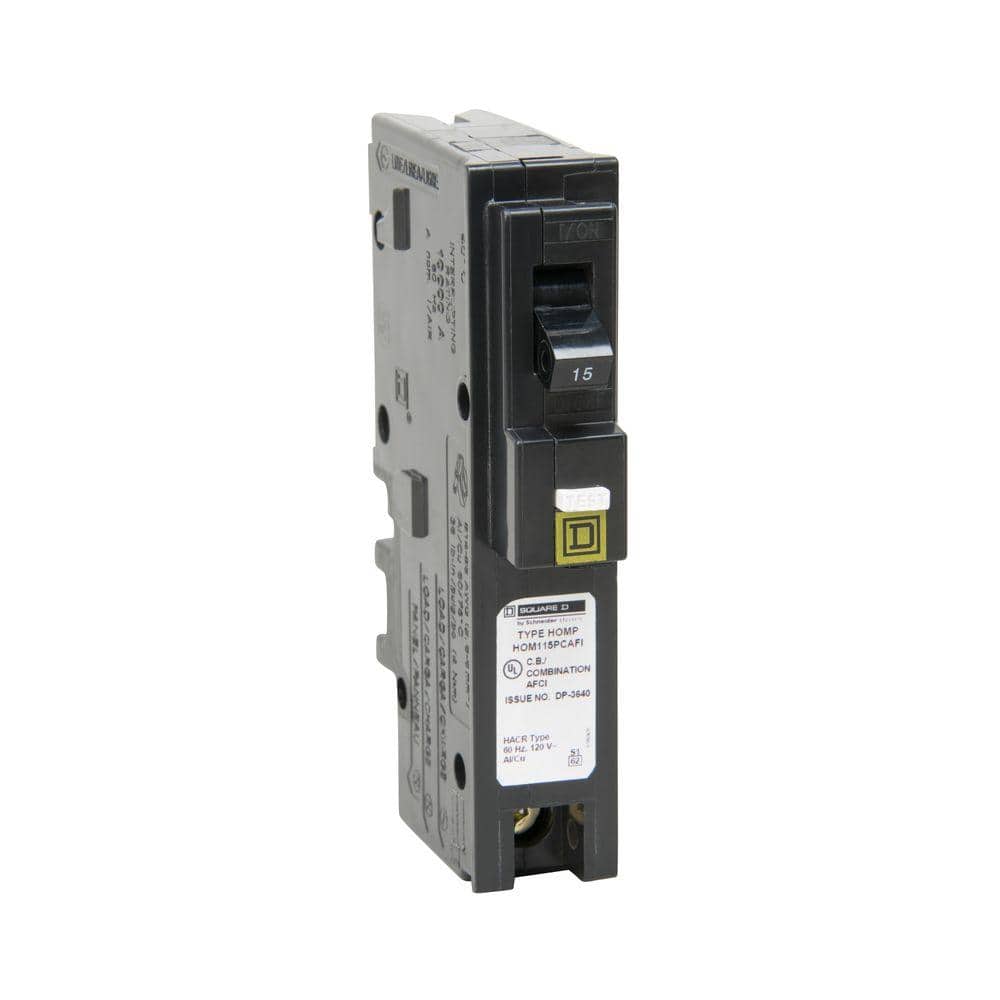 Square D Homeline 15 Amp Single-Pole Plug-On Neutral Combination Arc Fault Circuit Breaker (12-pack)