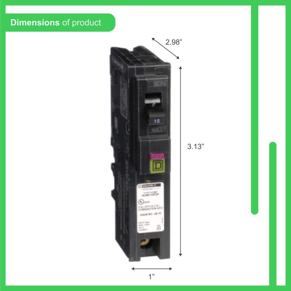 Square D Homeline 15 Amp Single-Pole Plug-On Neutral Dual Function (CAFCI and GFCI) Circuit Breaker