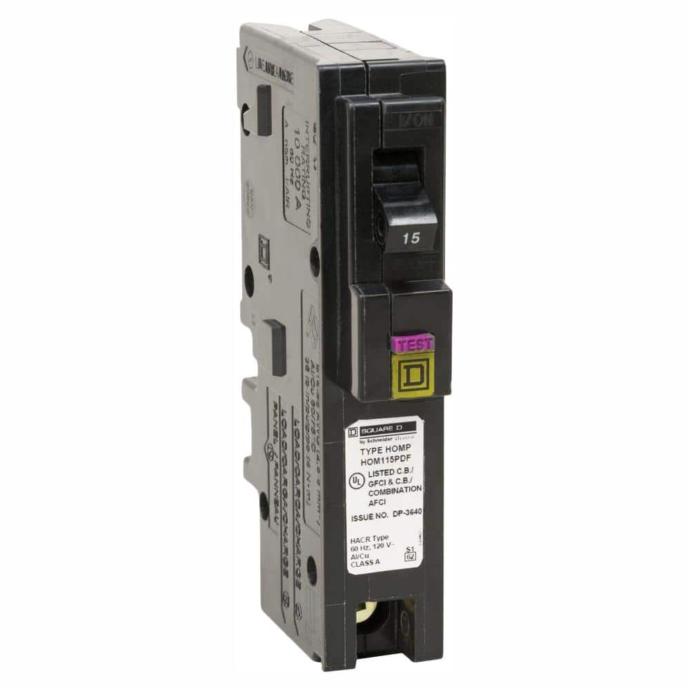 Square D Homeline 15 Amp Single-Pole Plug-On Neutral Dual Function (CAFCI and GFCI) Circuit Breaker (6-Pack)