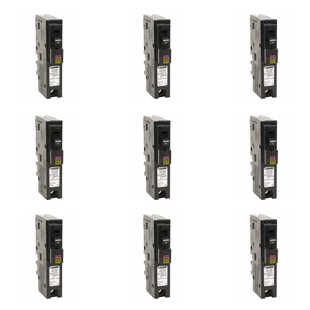 Square D Homeline 15 Amp Single-Pole Plug-On Neutral Dual Function (CAFCI and GFCI) Circuit Breaker (9-pack)