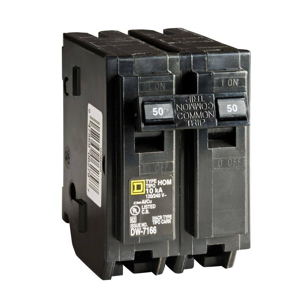 Square D Homeline 2-20 Amp Single-Pole and 1-50 Amp 2-Pole Circuit Breakers (3-pack)