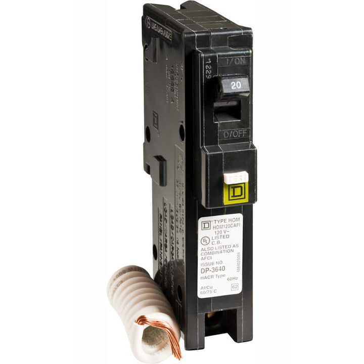 Schneider Electric Square D Homeline 20 Amp Single-Pole Combination Arc Fault Circuit Breaker, HOM120CAFIC