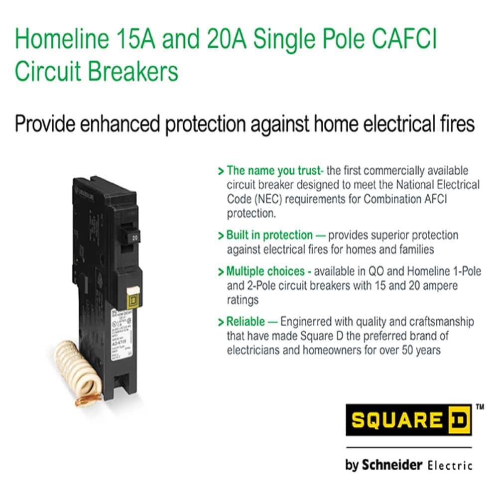 Square D Homeline 20 Amp Single-Pole Combination Arc Fault Circuit Breaker(HOM120CAFIC)