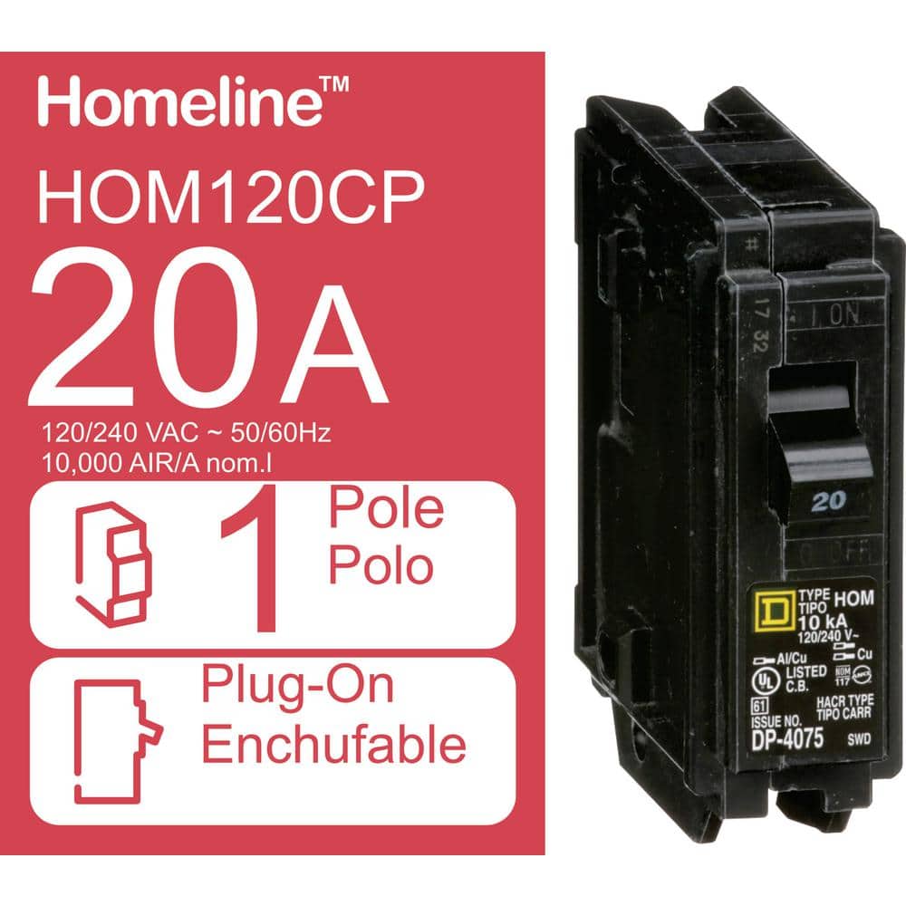 Square D Homeline 20 Amp Single-Pole Circuit Breaker(HOM120CP)