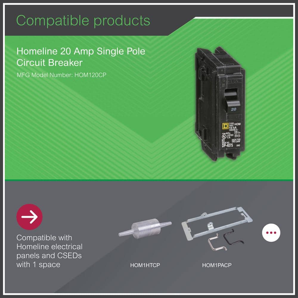 Square D Homeline 20 Amp Single-Pole Circuit Breaker(HOM120CP)