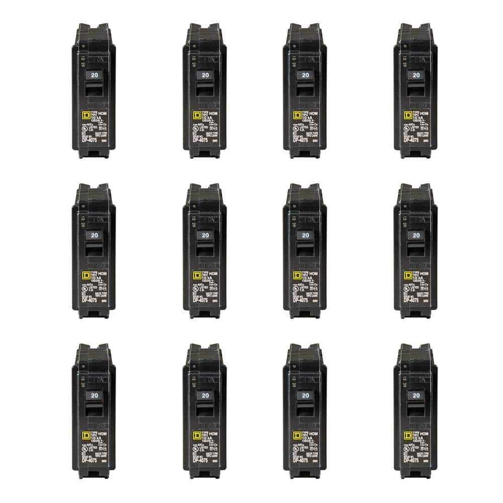 Square D Homeline 20 Amp Single-Pole Circuit Breaker (12-pack)