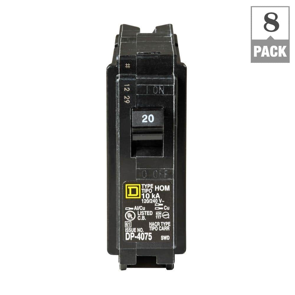 Square D Homeline 20 Amp Single-Pole Circuit Breaker (8-Pack)