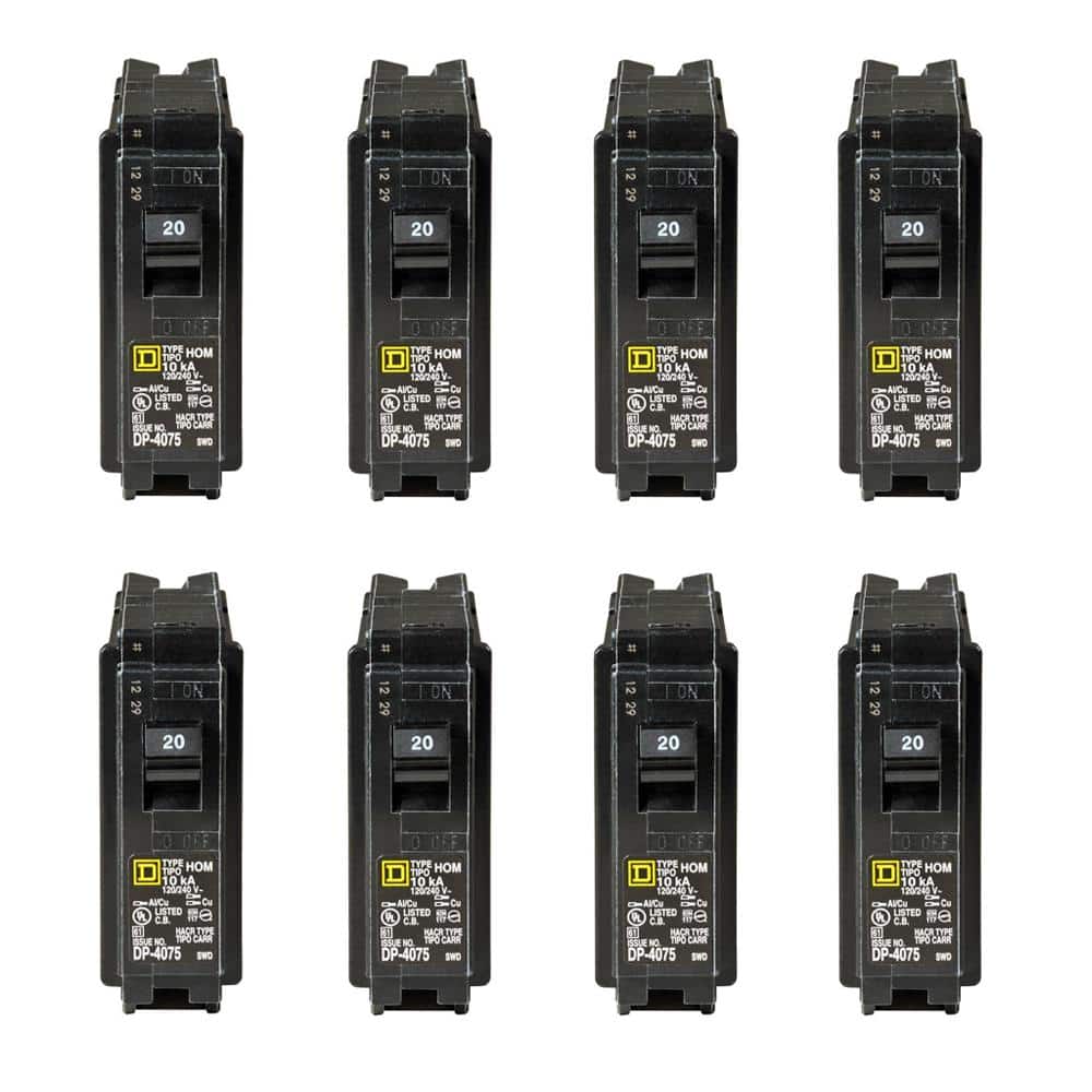 Square D Homeline 20 Amp Single-Pole Circuit Breaker (8-Pack)