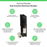 Square D Homeline 20 Amp Single-Pole Dual Function CAFCI/GFCI Circuit Breaker, HOM120DFC