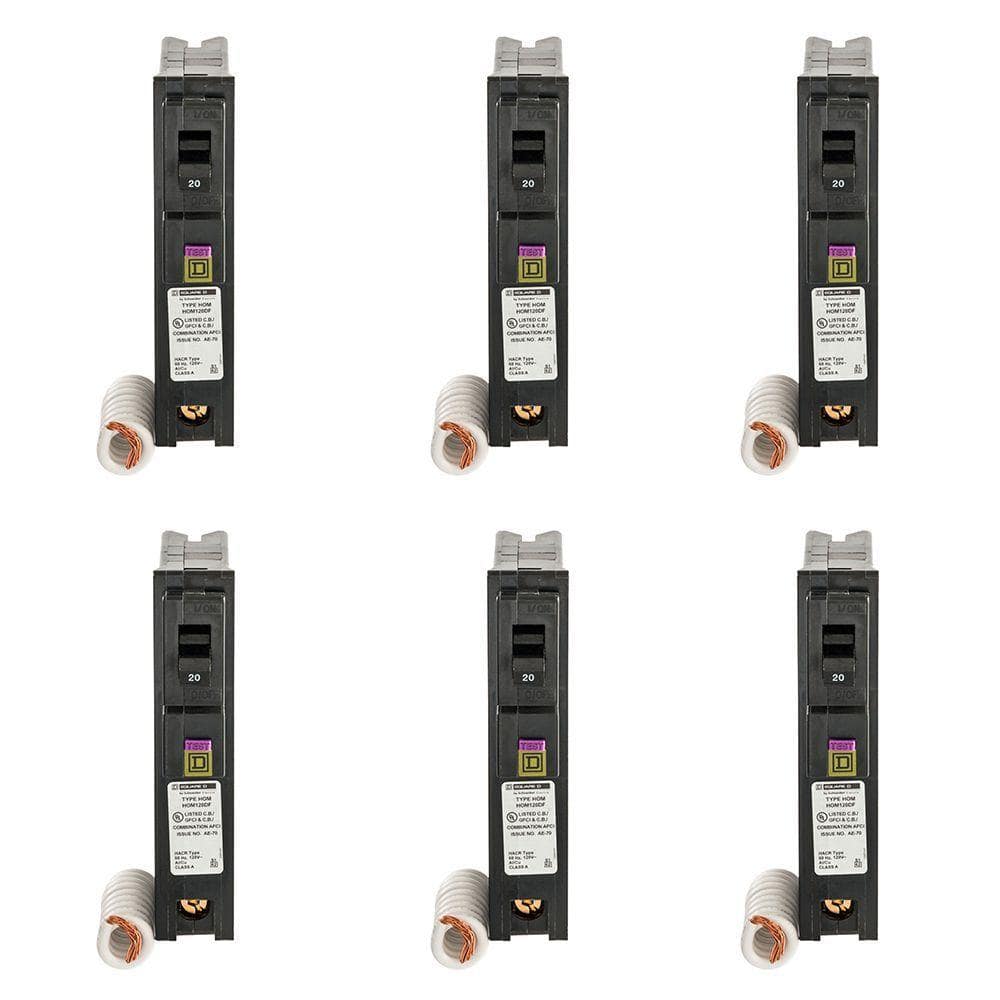 Homeline 20 Amp Single-Pole Dual Function (CAFCI and GFCI) Circuit Breaker (6-Pack)