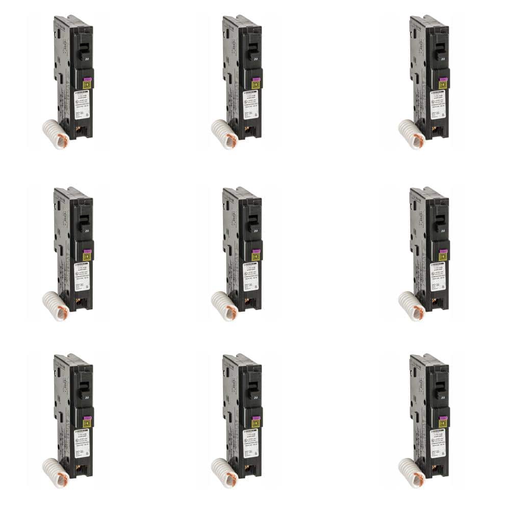 Square D Homeline 20 Amp Single-Pole Dual Function (CAFCI and GFCI) Circuit Breaker (9-pack)