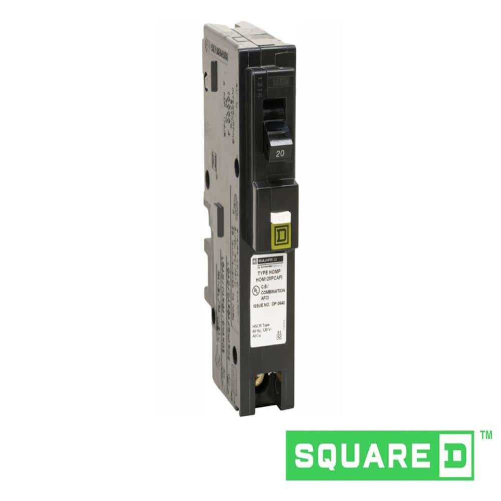 Square D Homeline 20 Amp Single-Pole Plug-On Neutral Combination Arc Fault Circuit Breaker(HOM120PCAFIC)