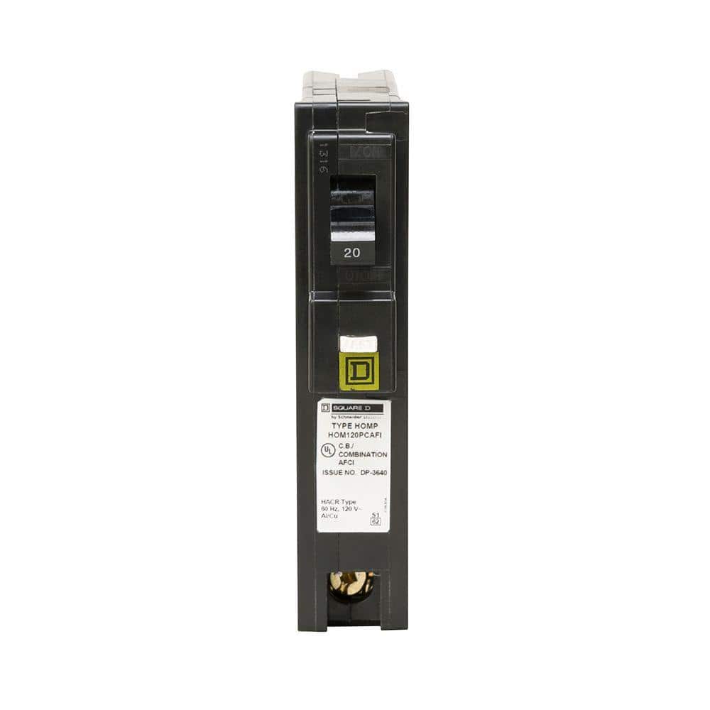 Square D Homeline 20 Amp Single-Pole Plug-On Neutral Combination Arc Fault Circuit Breaker(HOM120PCAFIC)