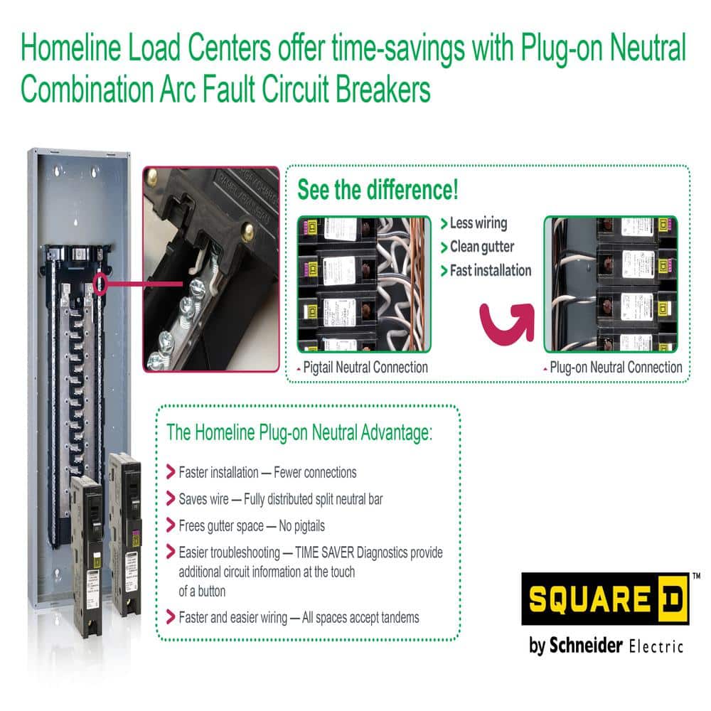 Square D Homeline 20 Amp Single-Pole Plug-On Neutral Combination Arc Fault Circuit Breaker(HOM120PCAFIC)