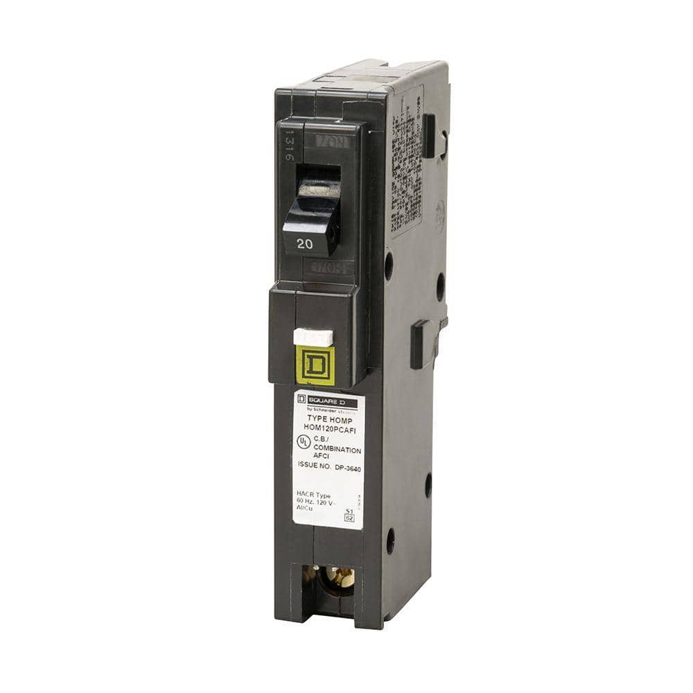Square D Homeline 20 Amp Single-Pole Plug-On Neutral Combination Arc Fault Circuit Breaker(HOM120PCAFIC)