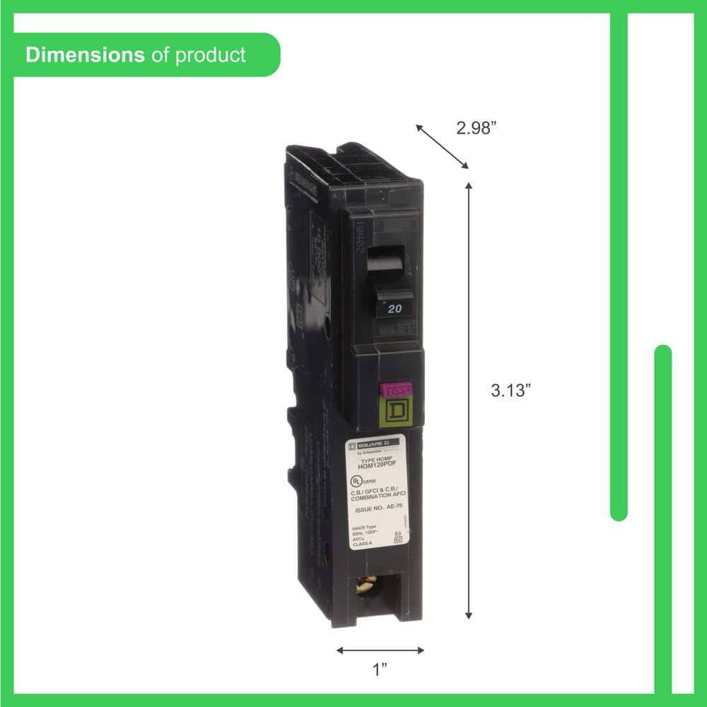 Square D Homeline 20 Amp Single-Pole Plug-On Neutral Dual Function (CAFCI and GFCI) Circuit Breaker