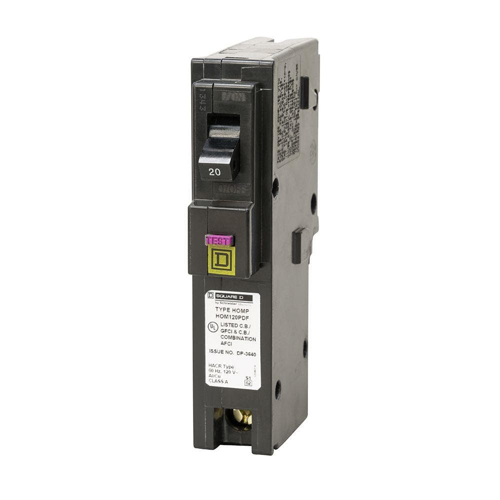 Square D Homeline 20 Amp Single-Pole Plug-On Neutral Dual Function (CAFCI and GFCI) Circuit Breaker