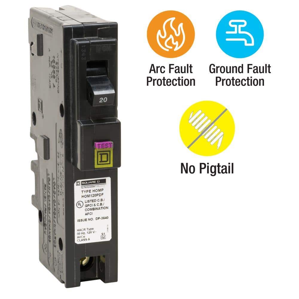 Square D Homeline 20 Amp Single-Pole Plug-On Neutral Dual Function (CAFCI and GFCI) Circuit Breaker (9-pack)