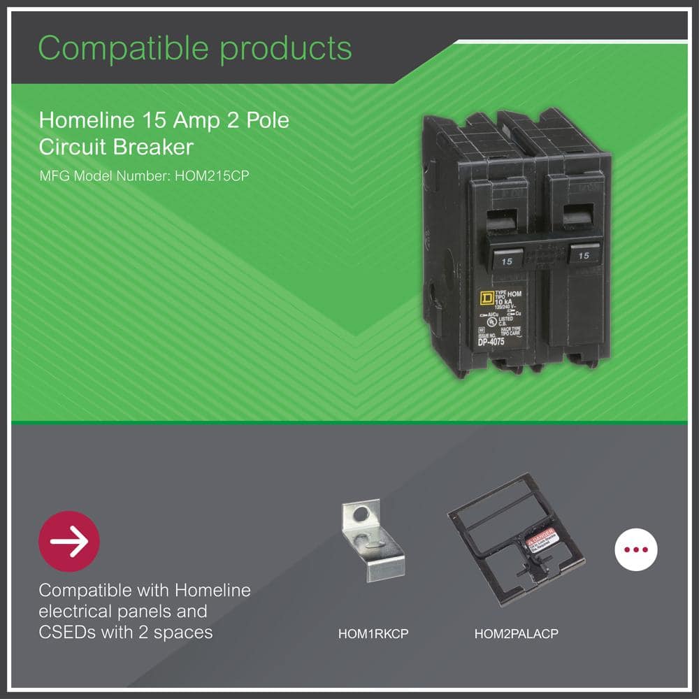 Square D Homeline 15 Amp 2-Pole Circuit Breaker(HOM215CP)