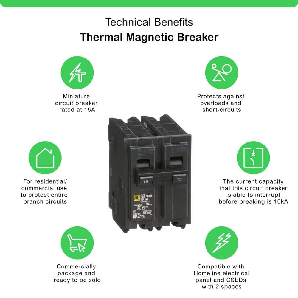 Square D Homeline 15 Amp 2-Pole Circuit Breaker(HOM215CP)