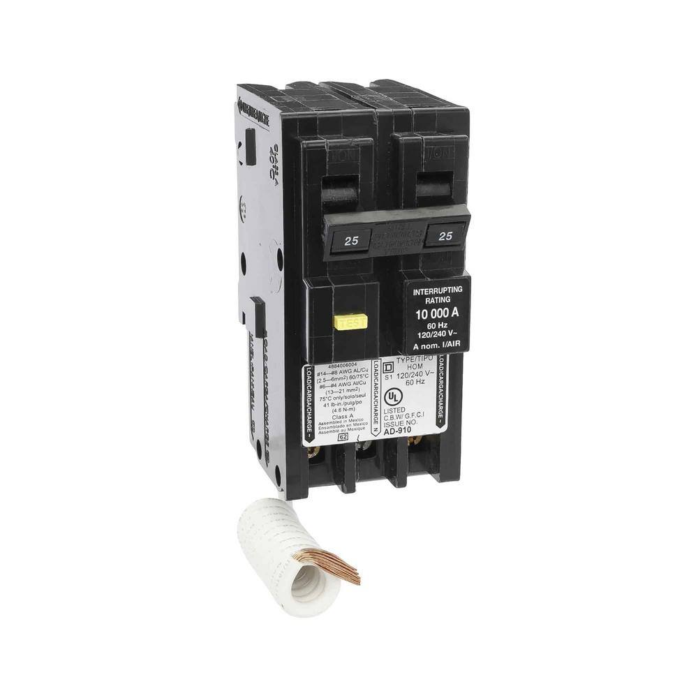 Square D Homeline 25 Amp 2-Pole GFCI Circuit Breaker