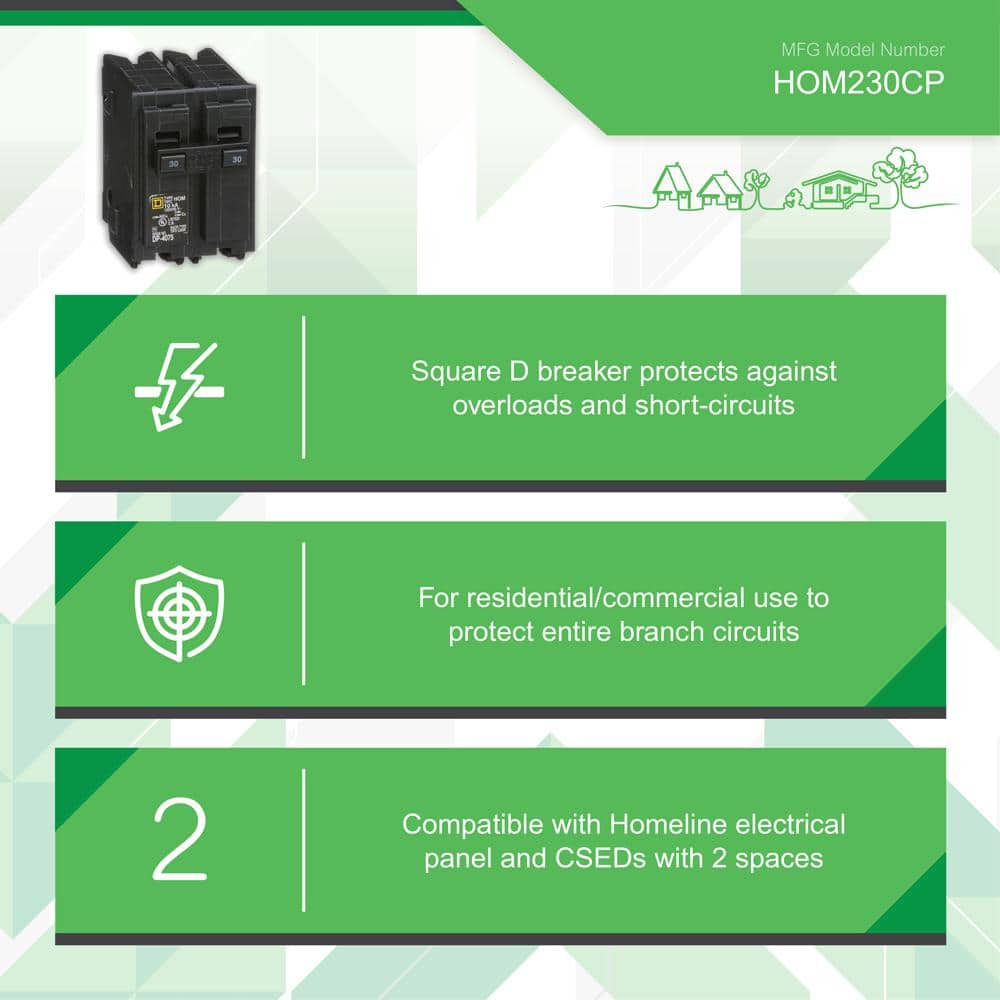 Square D Homeline 30 Amp 2-Pole Circuit Breaker(HOM230CP)