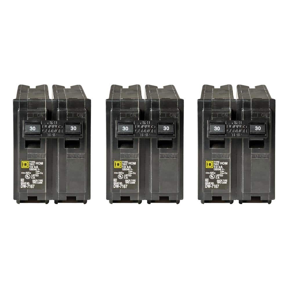 Square D Homeline 30 Amp 2-Pole Circuit Breaker (3-Pack)