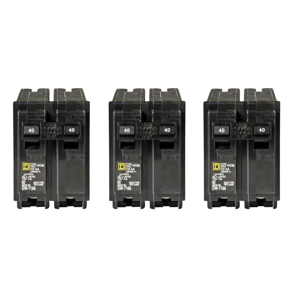 Square D Homeline 40 Amp 2-Pole Circuit Breaker (3-Pack)