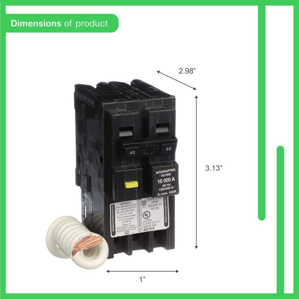 Square D Homeline 40 Amp 2-Pole GFCI Circuit Breaker