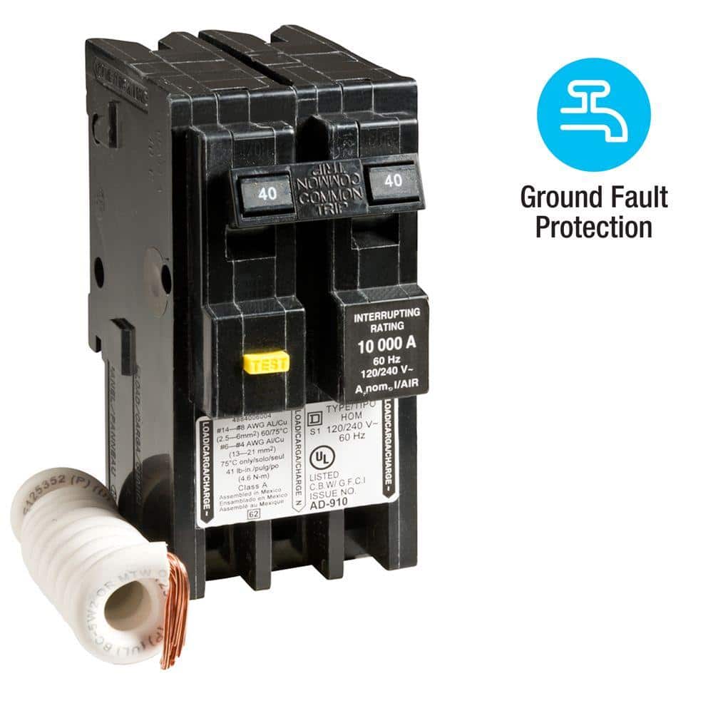 Square D Homeline 40 Amp 2-Pole GFCI Circuit Breaker