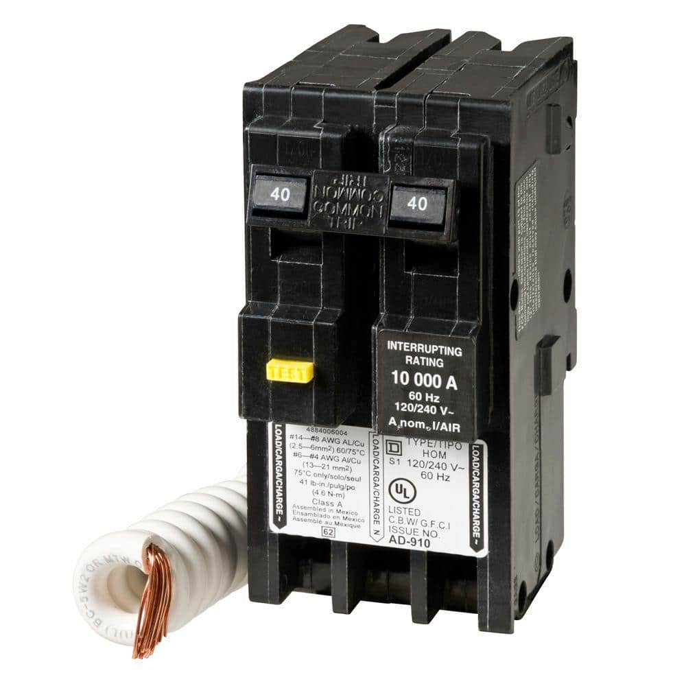 Square D Homeline 40 Amp 2-Pole GFCI Circuit Breaker