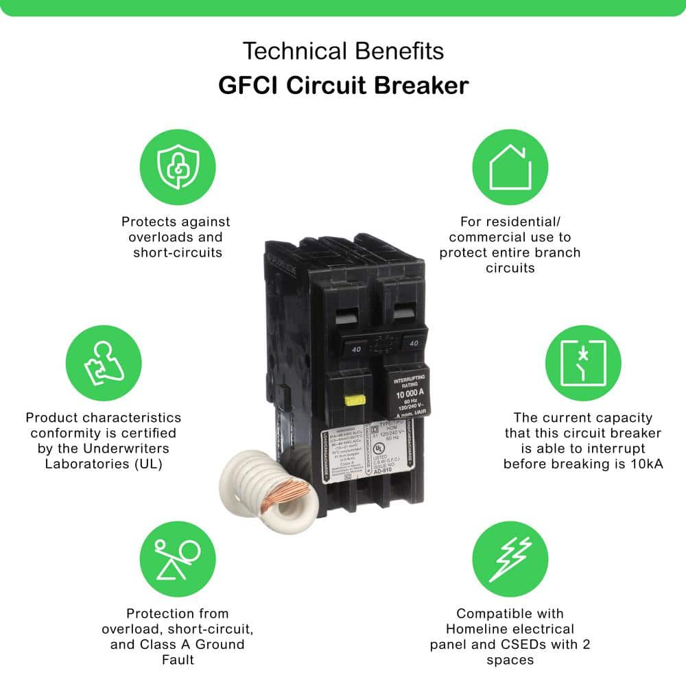 Square D Homeline 40 Amp 2-Pole GFCI Circuit Breaker