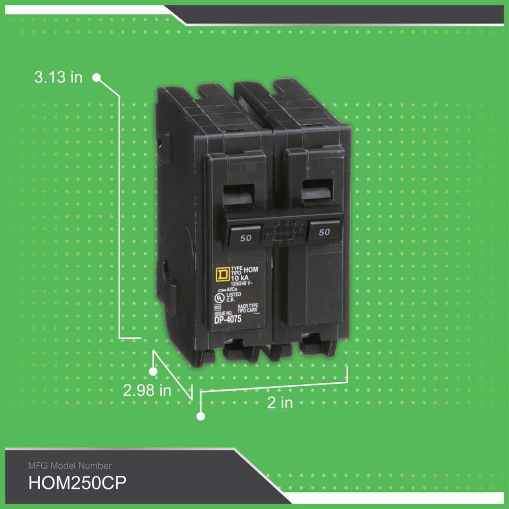 Square D Homeline 50 Amp 2-Pole Circuit Breaker(HOM250CP)