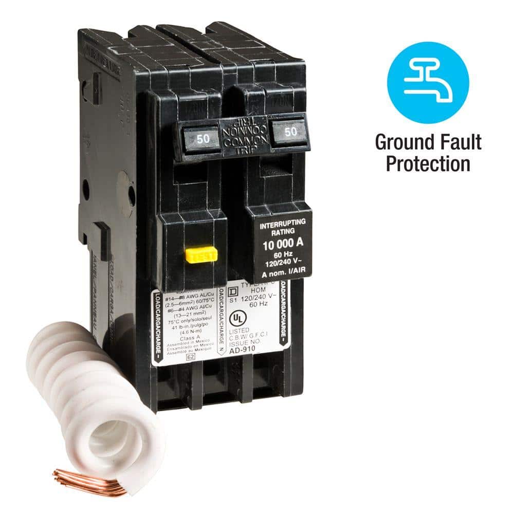Square D Homeline 50 Amp 2-Pole GFCI Circuit Breaker