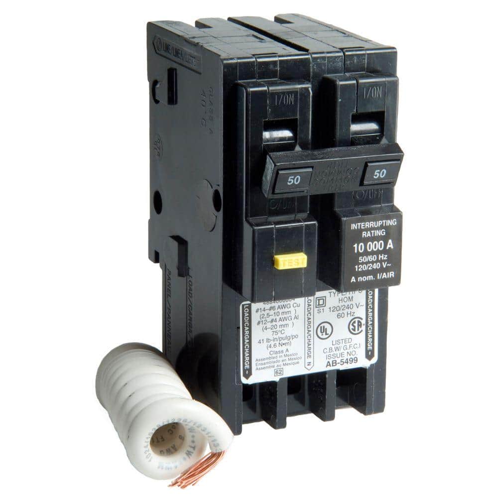 Square D Homeline 50 Amp 2-Pole GFCI Circuit Breaker