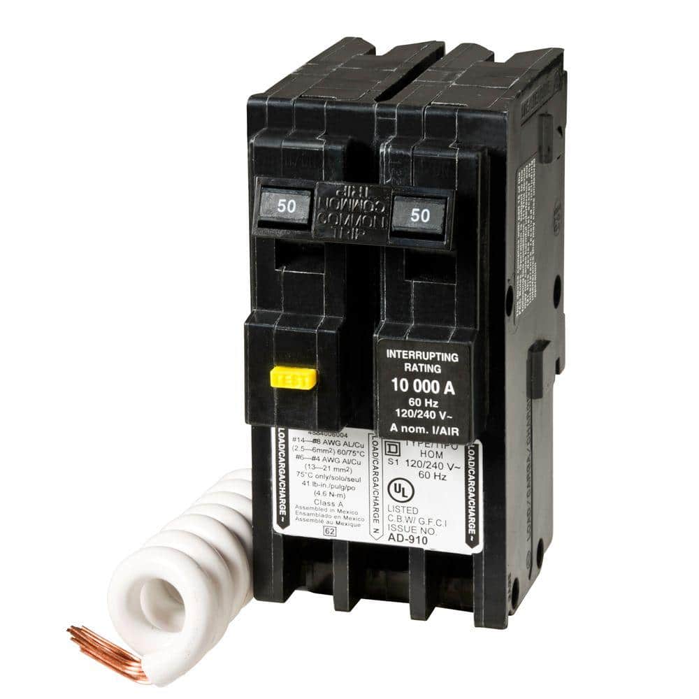 Square D Homeline 50 Amp 2-Pole GFCI Circuit Breaker