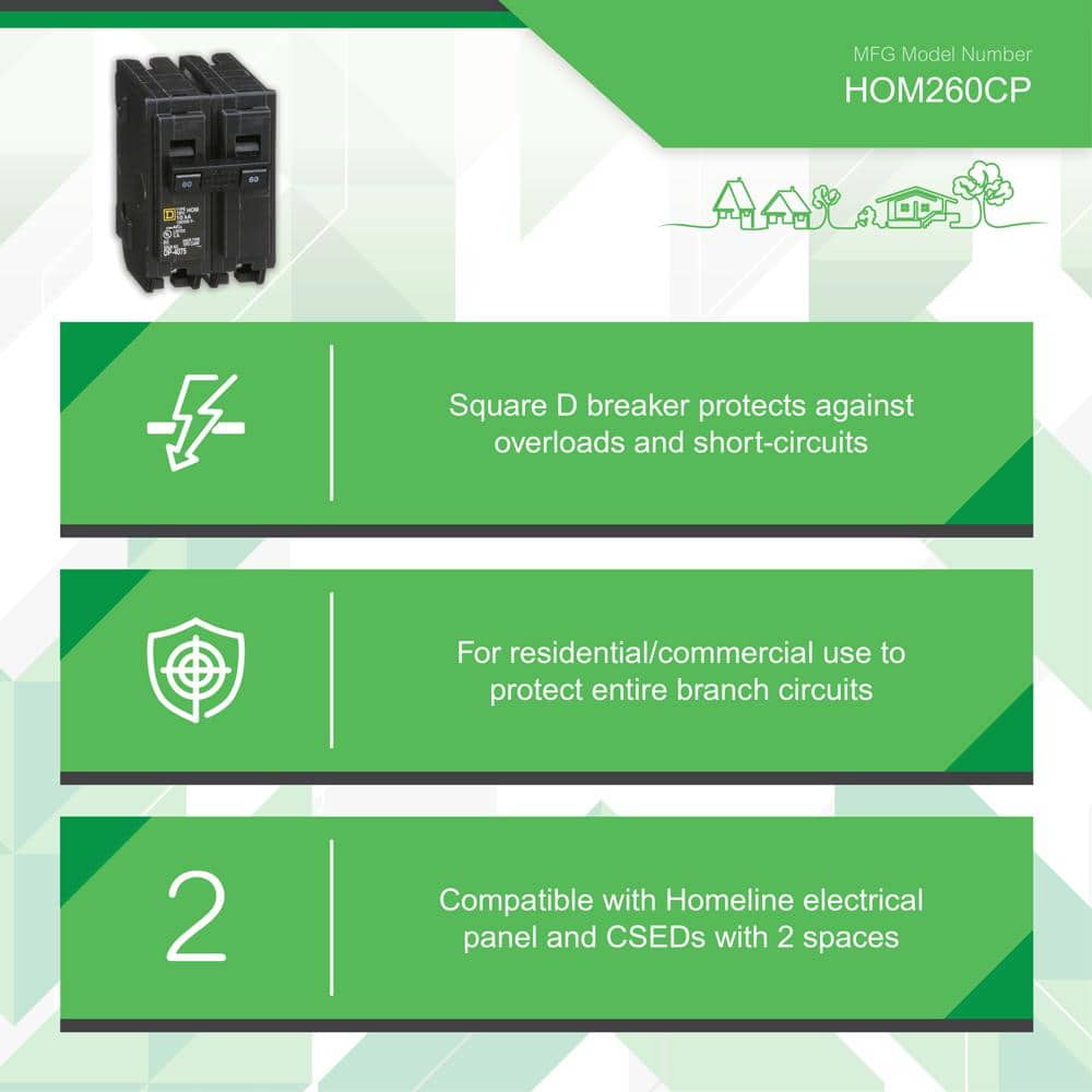 Square D Homeline 60 Amp 2-Pole Circuit Breaker(HOM260CP)