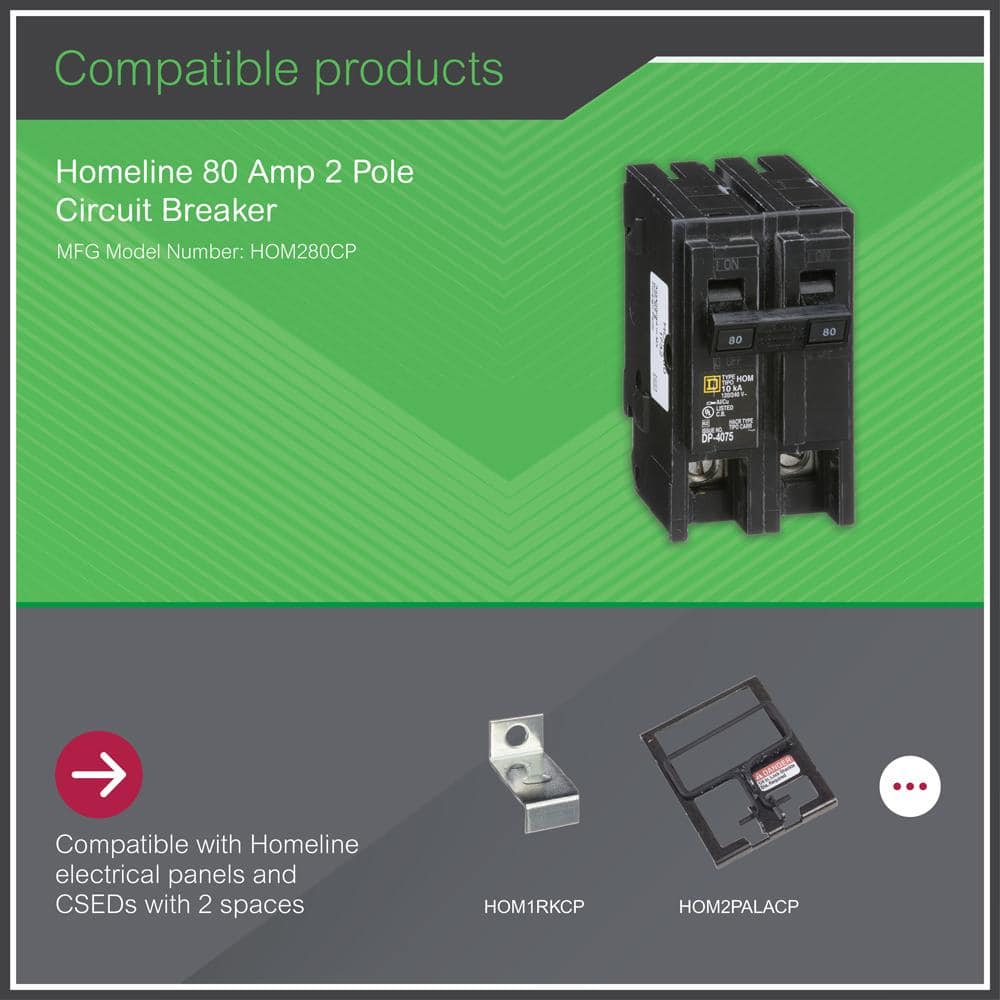 Square D Homeline 80 Amp 2-Pole Circuit Breaker