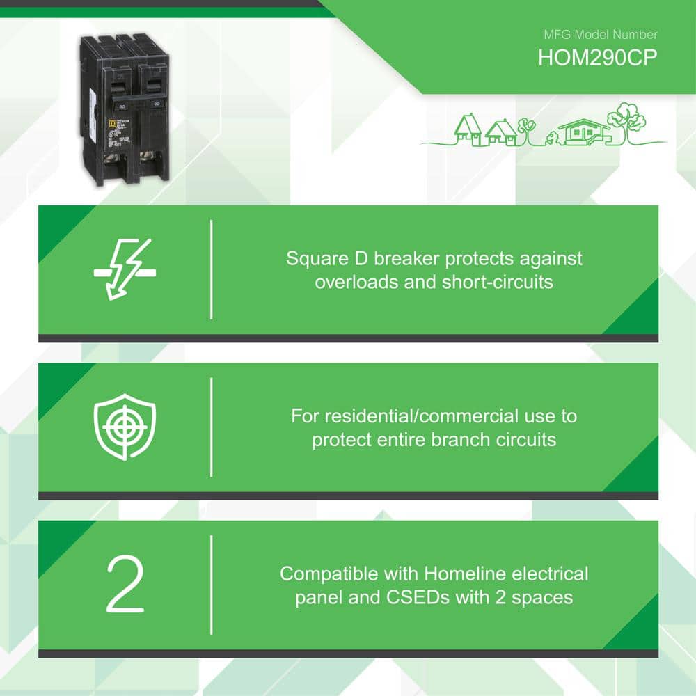 Square D Homeline 90 Amp 2-Pole Circuit Breaker