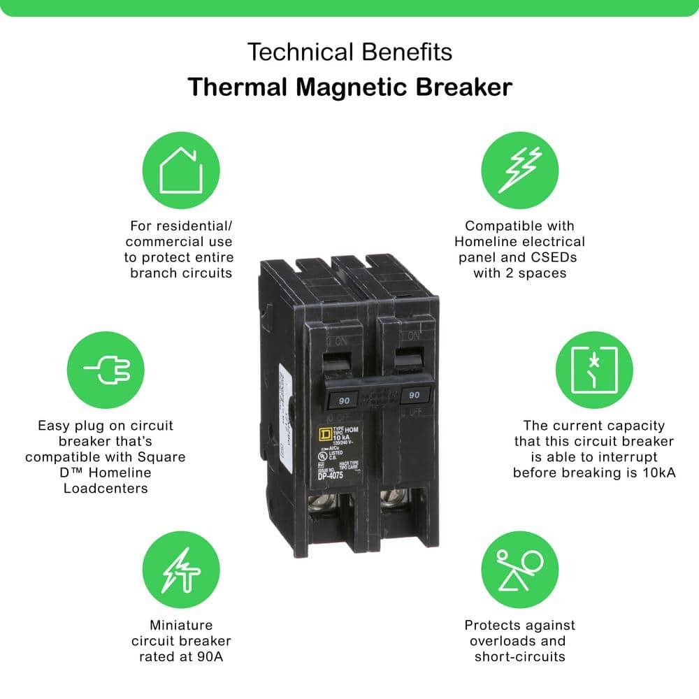 Square D Homeline 90 Amp 2-Pole Circuit Breaker