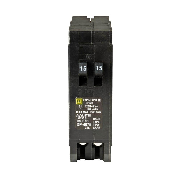 Square D Homeline 2-15 Amp Single-Pole Tandem Circuit Breaker, HOMT1515CP