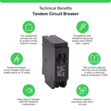 Square D Homeline 2-15 Amp Single-Pole Tandem Circuit Breaker, HOMT1515CP