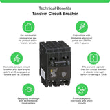 Square D Homeline 2-20 Amp Single-Pole 1-30 Amp 2-Pole Quad Tandem Circuit Breaker