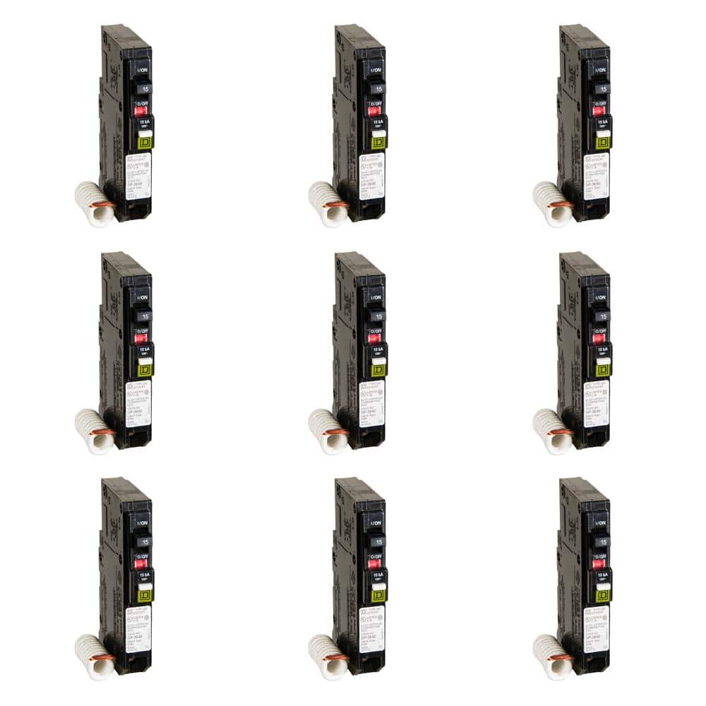 Square D QO 15 Amp Single-Pole Combination Arc Fault Circuit Breaker (9-pack)