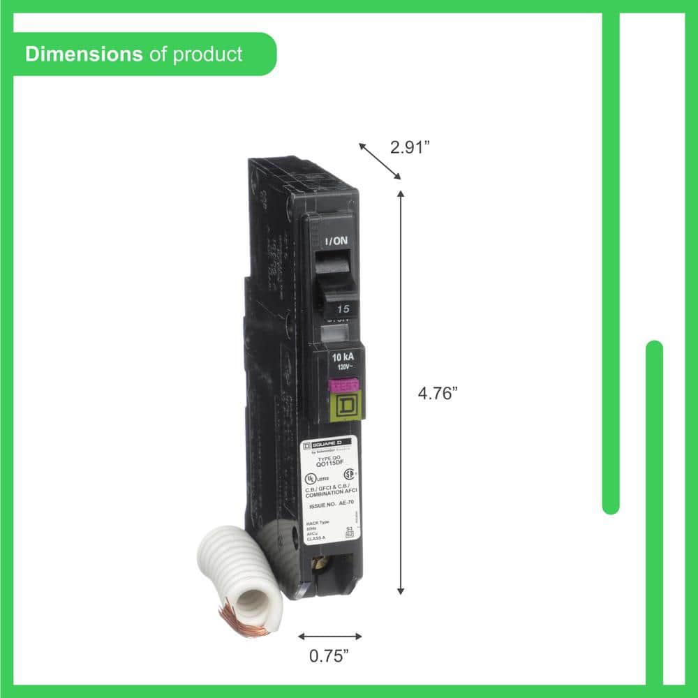 Square D QO 15 Amp Single-Pole Dual Function (CAFCI and GFCI) Circuit Breaker