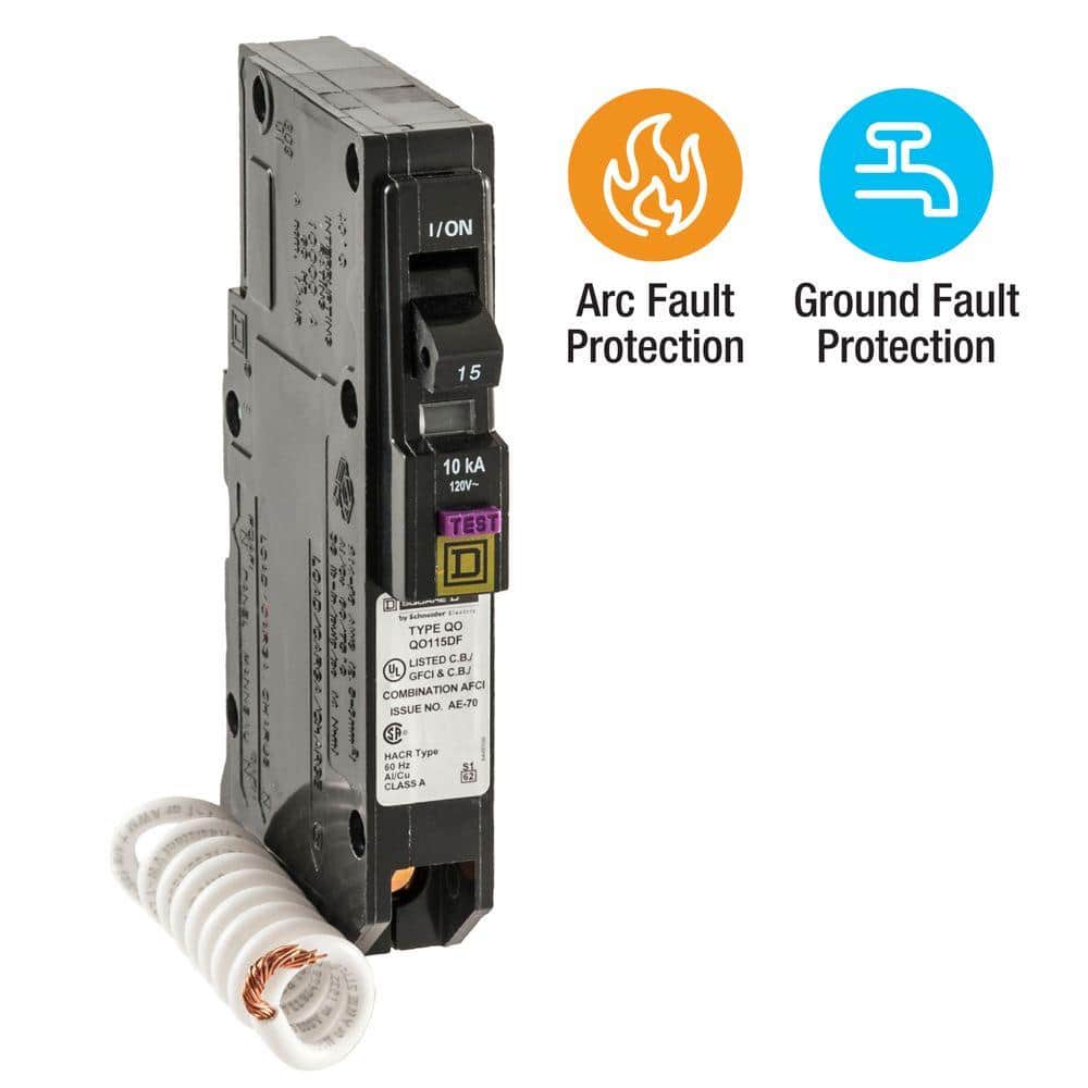 Square D QO 15 Amp Single-Pole Dual Function (CAFCI and GFCI) Circuit Breaker