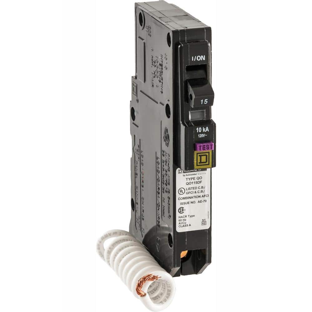Square D QO 15 Amp Single-Pole Dual Function (CAFCI and GFCI) Circuit Breaker
